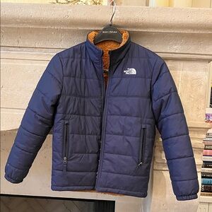 The North Face Kids Navy and Orange Jacket reversable!